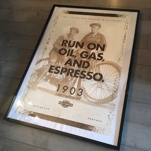 RARE - Harley-Davidson Cafe Coffee Grind Print Poster : size 36” L x 24” W